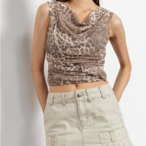 Y2K vintage American Eagle Outfitters Brown Leopard Crop Top